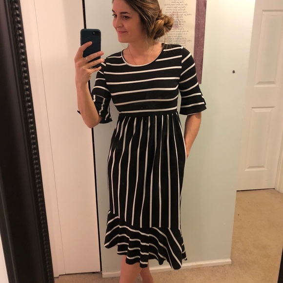 shein black and white striped dress